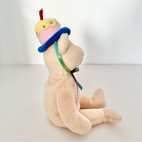 Vintage Ty Beanie Baby “Happy Birthday” the Teddy Bear with Cake Hat (2007) 🎂🎩 - Picture 3 of 4